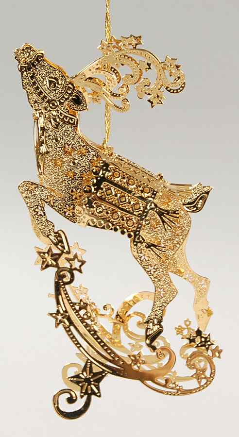 2004 Gold Christmas Ornament Collection Dashing Reindeer - Boxed by Danbury Mint-1