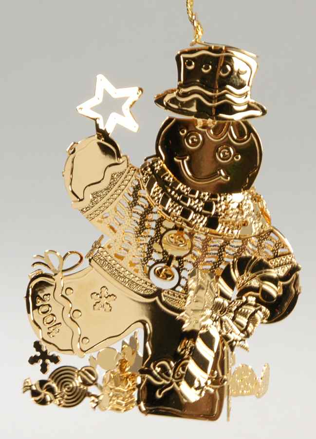 2004 Gold Christmas Ornament Collection Gingerbread Snowman - Boxed by Danbury Mint-1