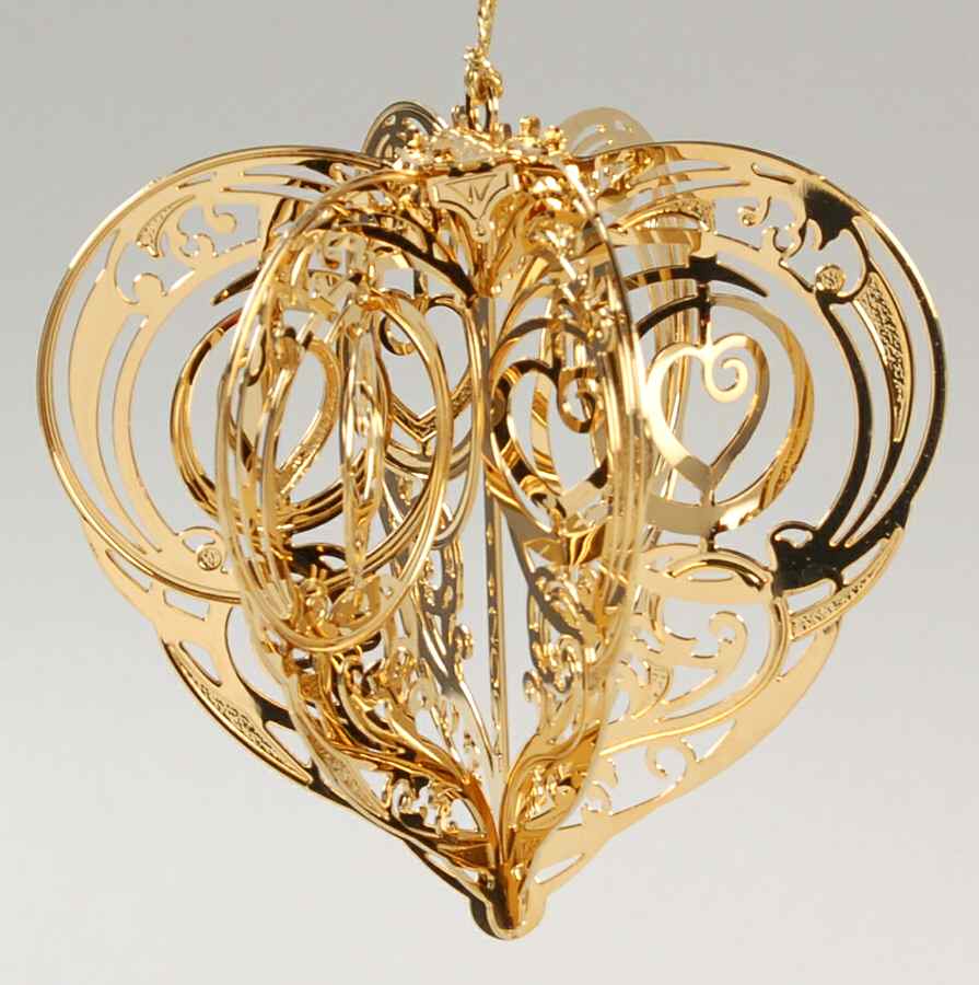 2004 Gold Christmas Ornament Collection Joyful Heart - Boxed by Danbury Mint-1