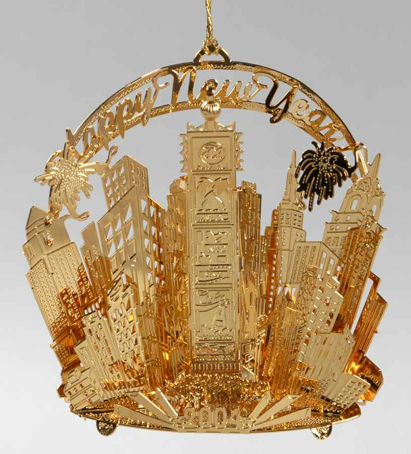 2004 Gold Christmas Ornament Collection Times Square New Year - Boxed by Danbury Mint-1