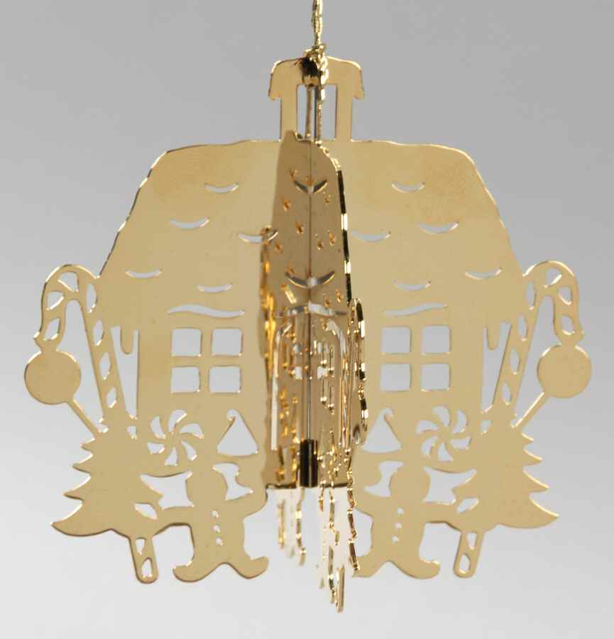 1982 Gold Christmas Ornament Collection Gingerbread House - No Box by Danbury Mint-1