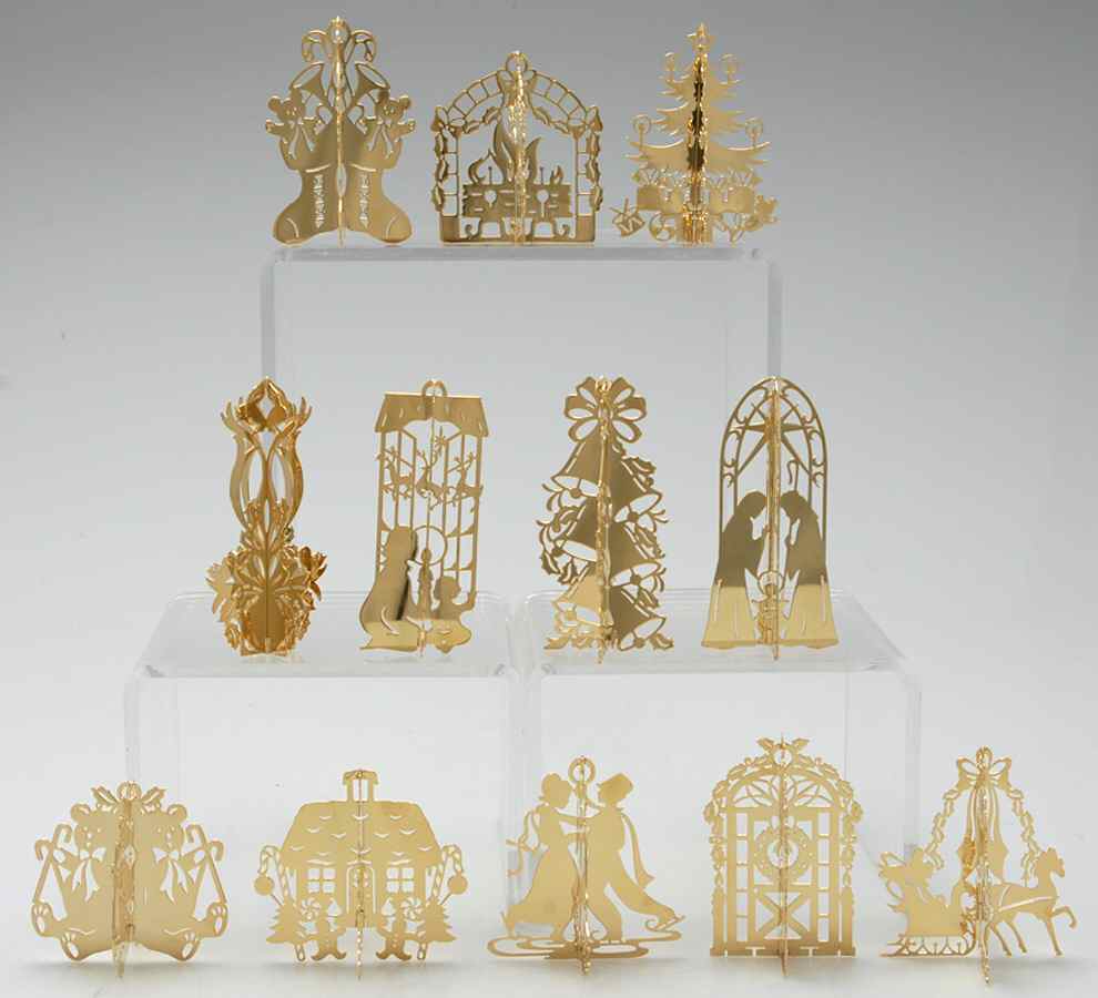 1982 Gold Christmas Ornament Collection Boxed Set Of 12 Ornaments - Boxed by Danbury Mint-1