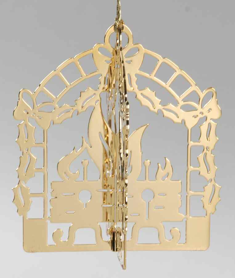 1982 Gold Christmas Ornament Collection Yule Log - No Box by Danbury Mint-1