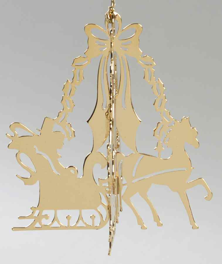 1982 Gold Christmas Ornament Collection Sleigh Ride - No Box by Danbury Mint-1