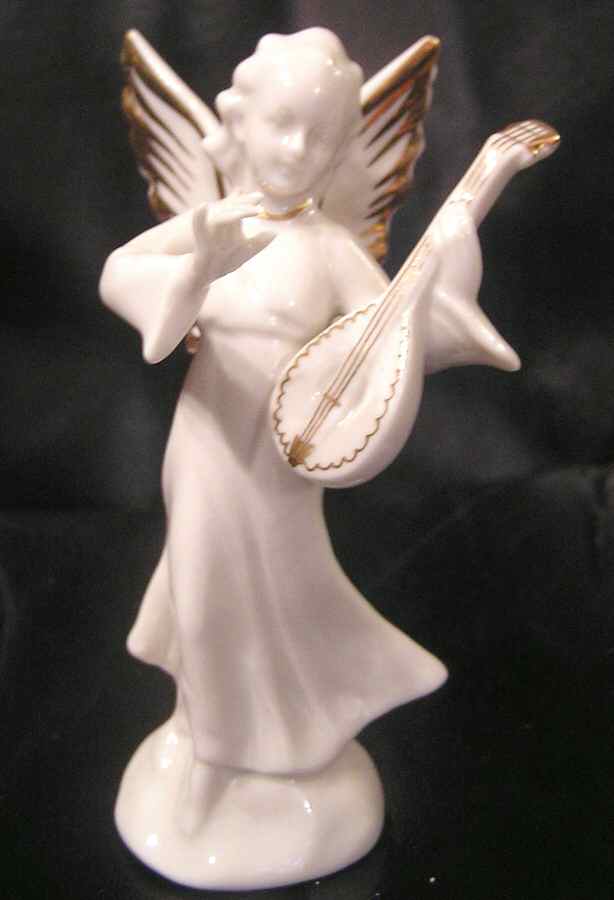 Angel Musicians-Gold Angel With Mandolin - No Box by Dresden (German)-1