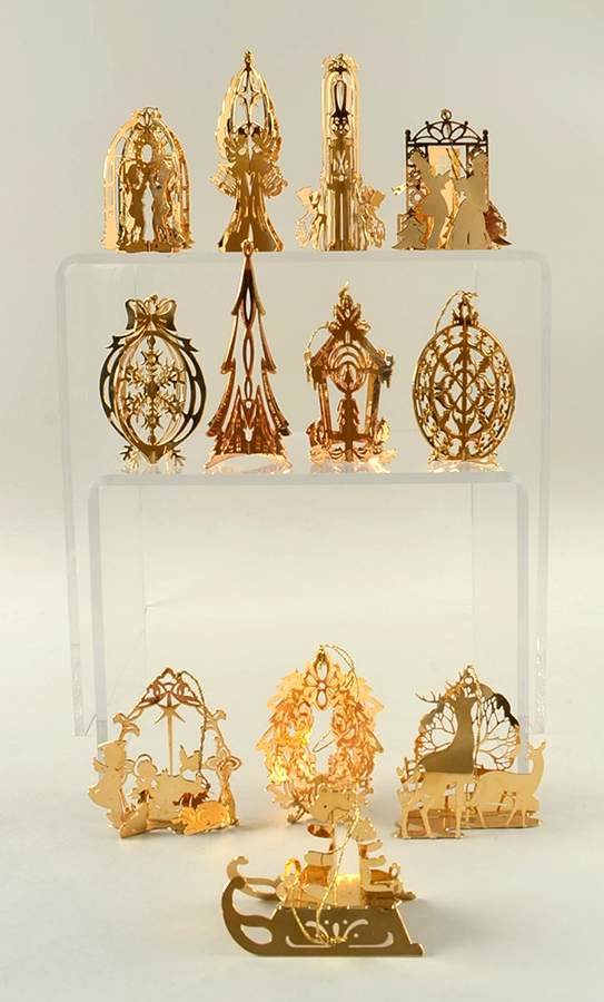 1984 Gold Christmas Ornament Collection Boxed Set Of 12 Ornaments - Boxed by Danbury Mint-1