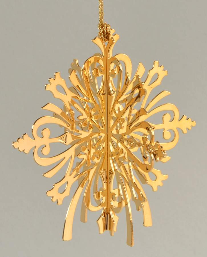 1991 Gold Christmas Ornament Collection Christmas Snowflake - Boxed by Danbury Mint-1