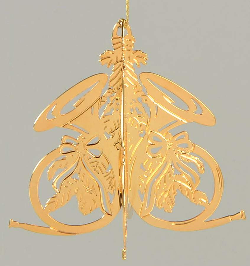 1991 Gold Christmas Ornament Collection French Horns - No Box by Danbury Mint-1