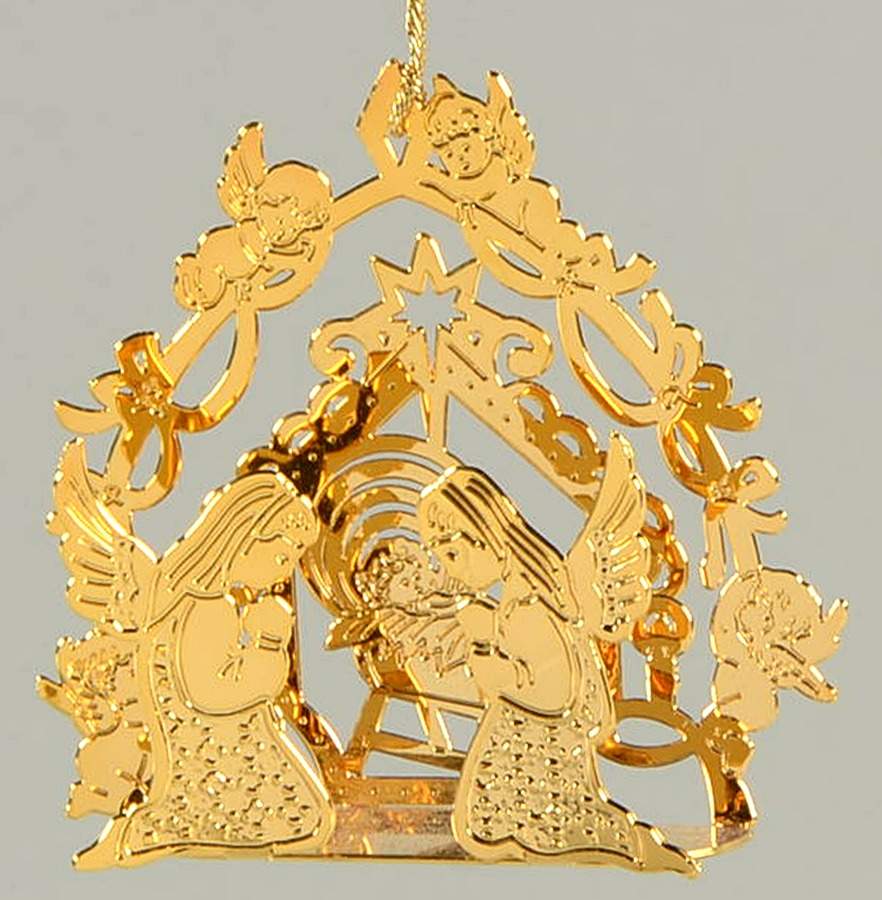 1991 Gold Christmas Ornament Collection Angels By The Manger - No Box by Danbury Mint-1