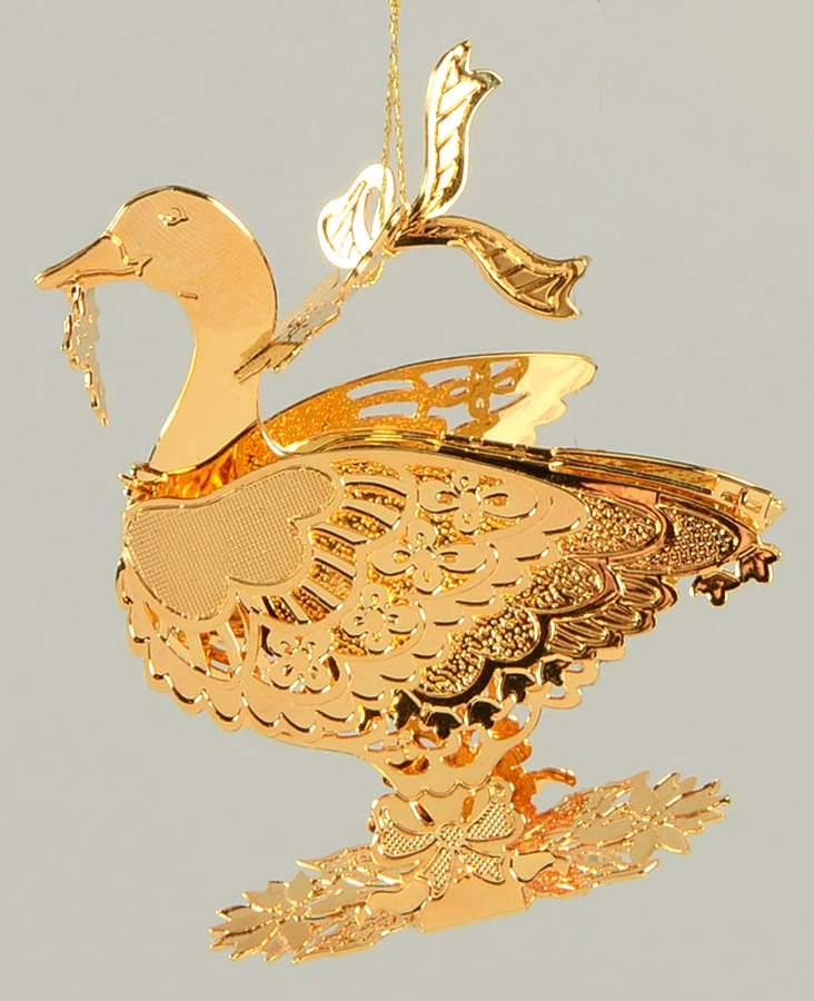 1991 Gold Christmas Ornament Collection Christmas Goose - No Box by Danbury Mint-1
