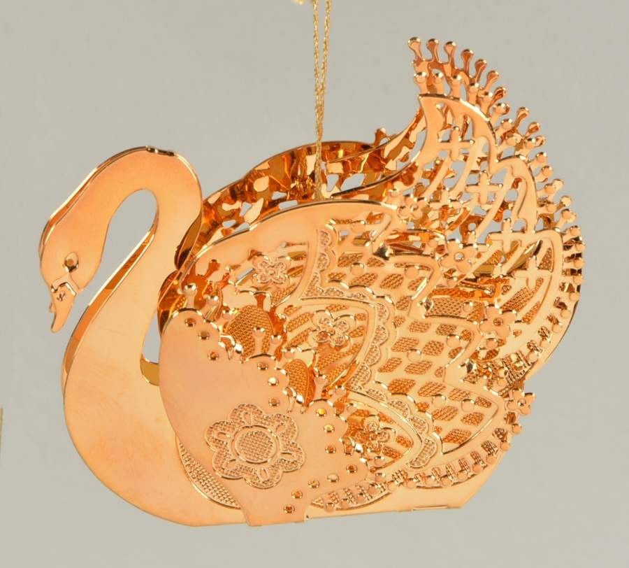 1992 Gold Christmas Ornament Collection Swan - No Box by Danbury Mint-1