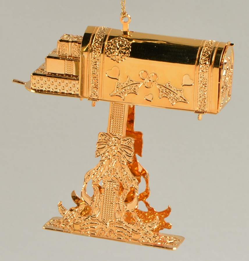 1992 Gold Christmas Ornament Collection Country Mailbox - No Box by Danbury Mint-1