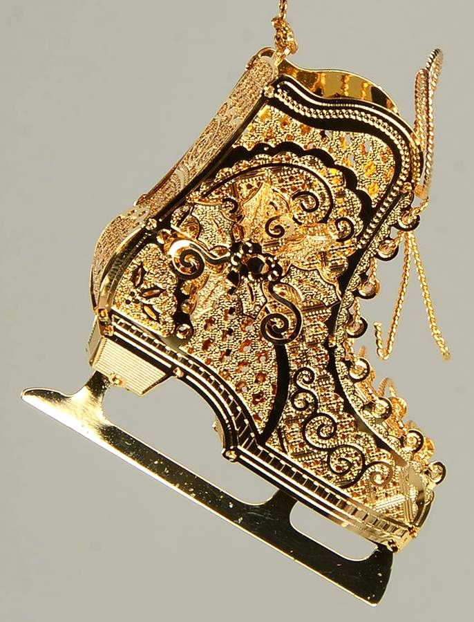 2011 Gold Christmas Ornament Collection Vintage Ice Skate - No Box by Danbury Mint-1