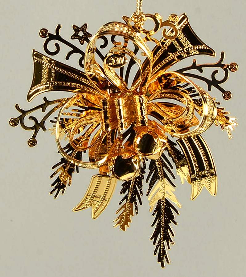 2011 Gold Christmas Ornament Collection Evergreen Bough - No Box by Danbury Mint-1
