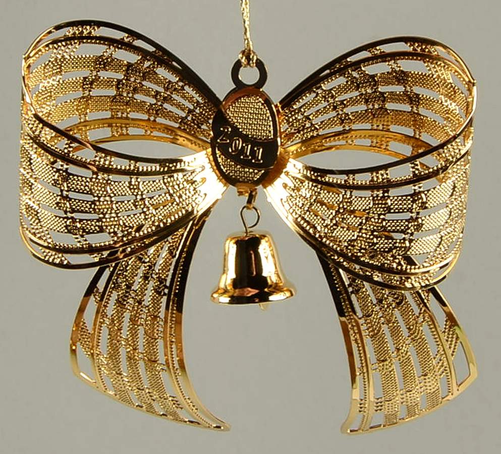 2011 Gold Christmas Ornament Collection Holiday Bow - No Box by Danbury Mint-1