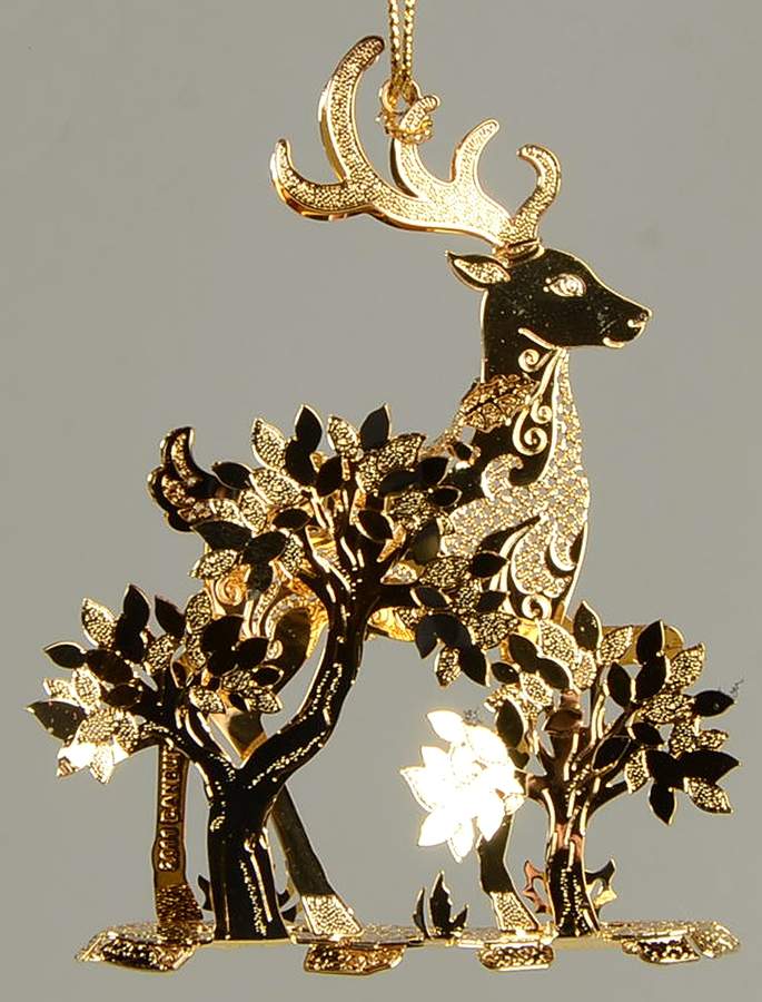 2011 Gold Christmas Ornament Collection Prancing Reindeer - No Box by Danbury Mint-1