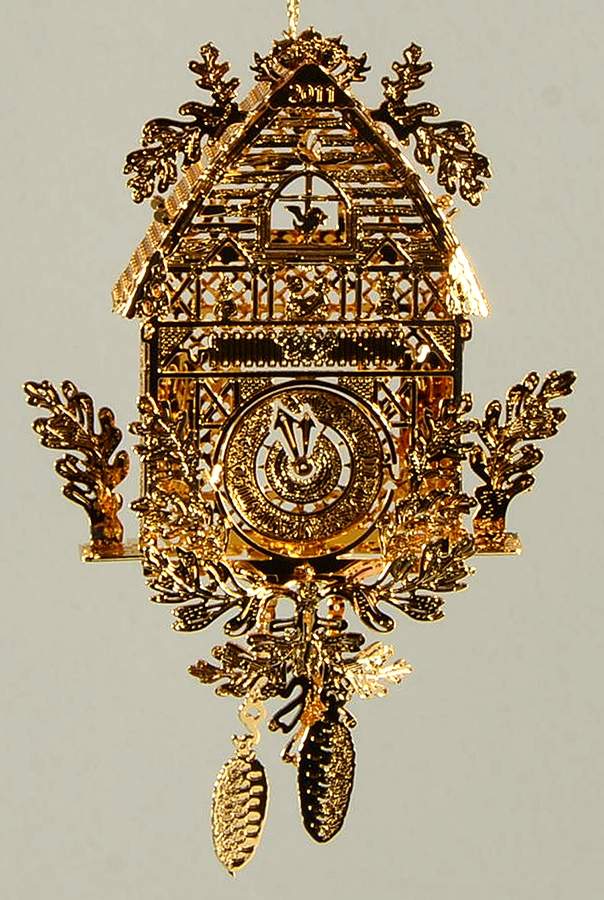 2011 Gold Christmas Ornament Collection Cuckoo Clock - No Box by Danbury Mint-1