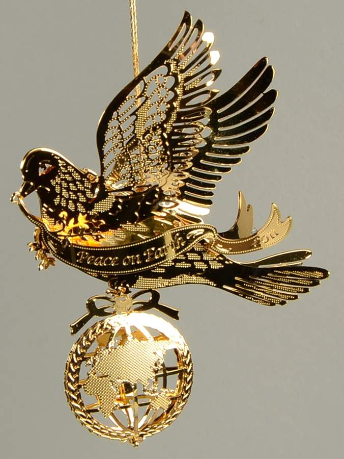 2011 Gold Christmas Ornament Collection Peace Dove - No Box by Danbury Mint-1