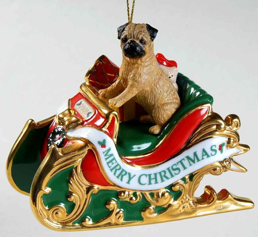 Annual Pug Ornament Santa's Helper - With Box by Danbury Mint-1