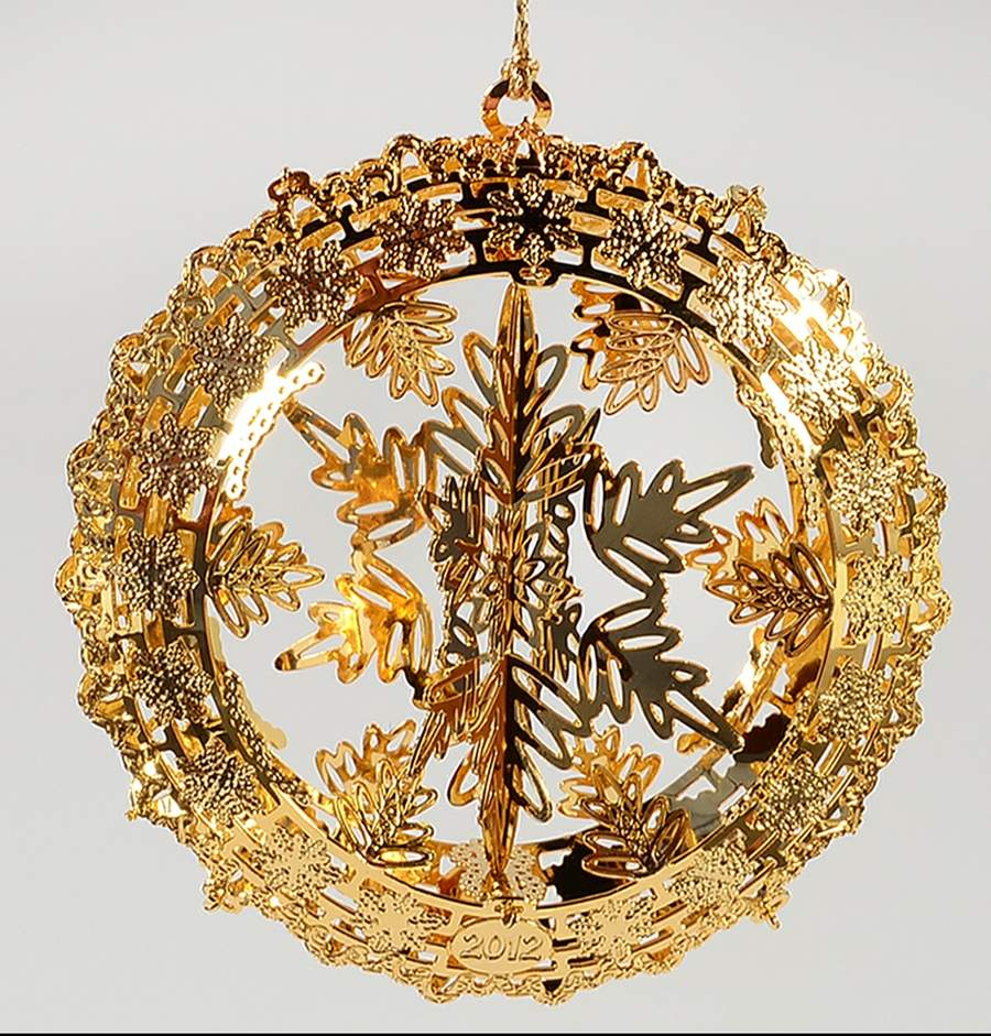 2012 Gold Christmas Ornament Collection Spinning Snowflake - No Box by Danbury Mint-1