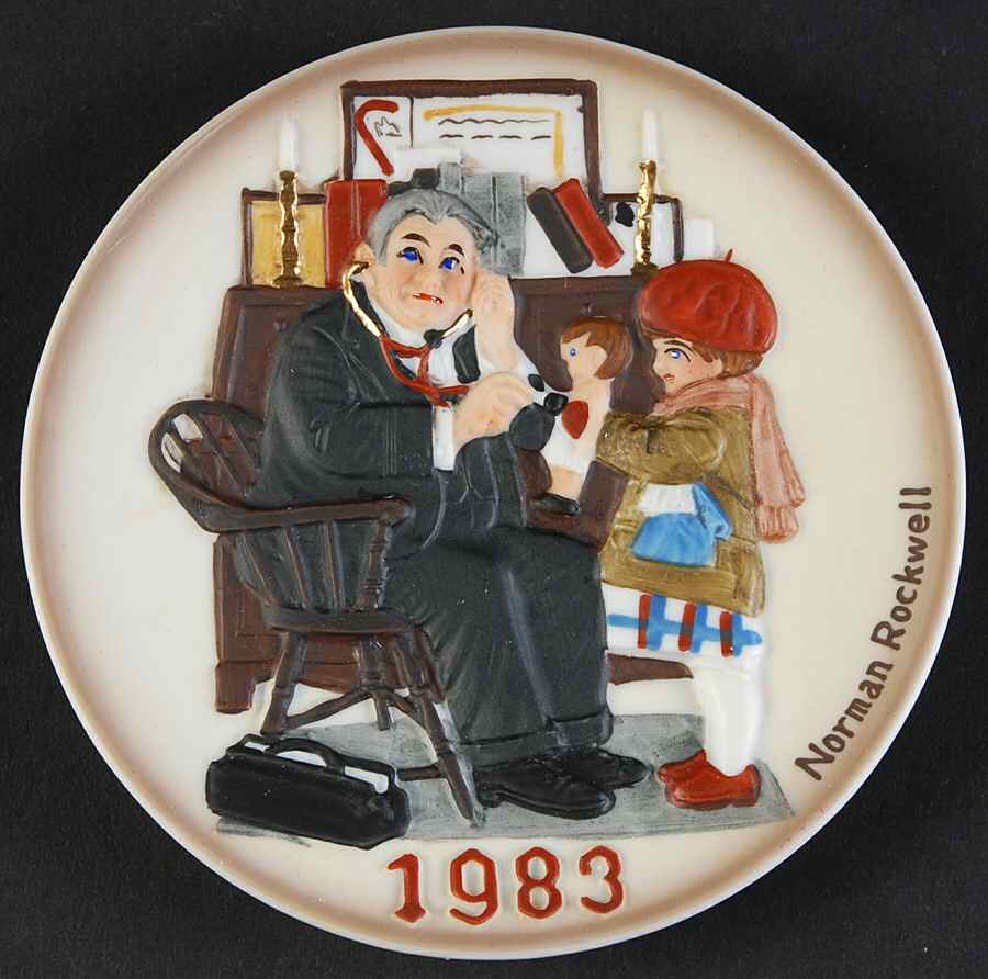 Norman Rockwell I-Mini Plates Doctor & The Doll - No Box by Dave Grossman-1