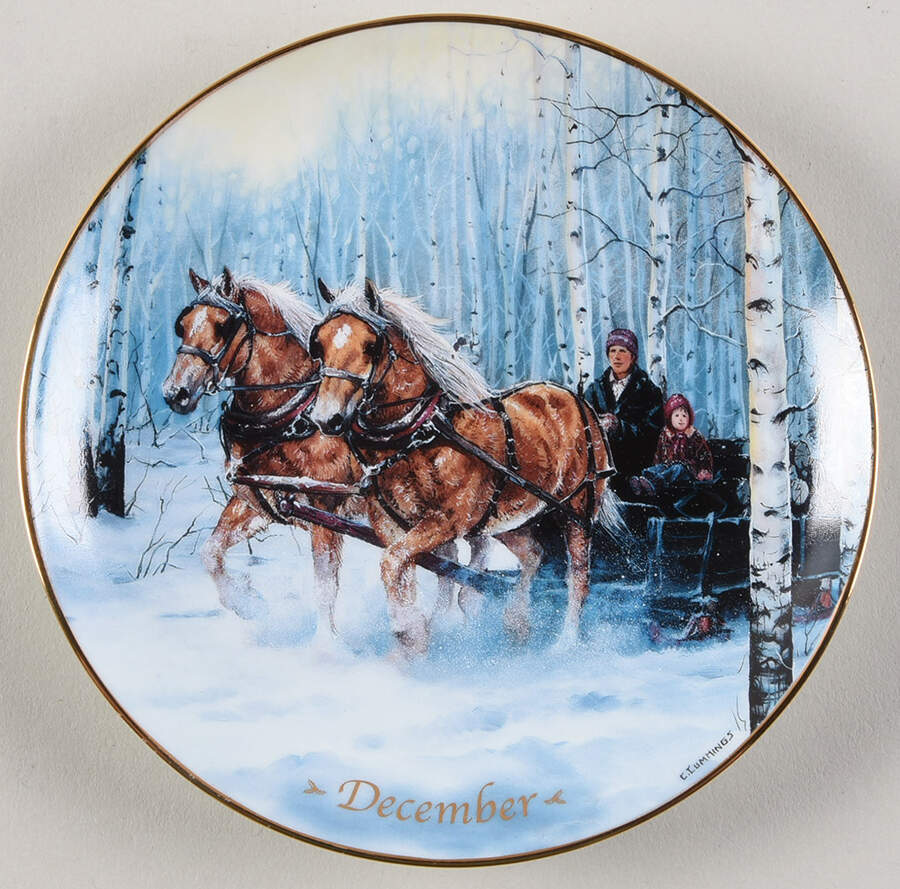 Horses for All Seasons Calendar Plates December - No Box by Danbury Mint-1