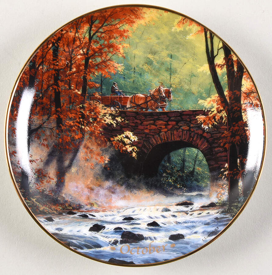 Horses for All Seasons Calendar Plates October - No Box by Danbury Mint-1