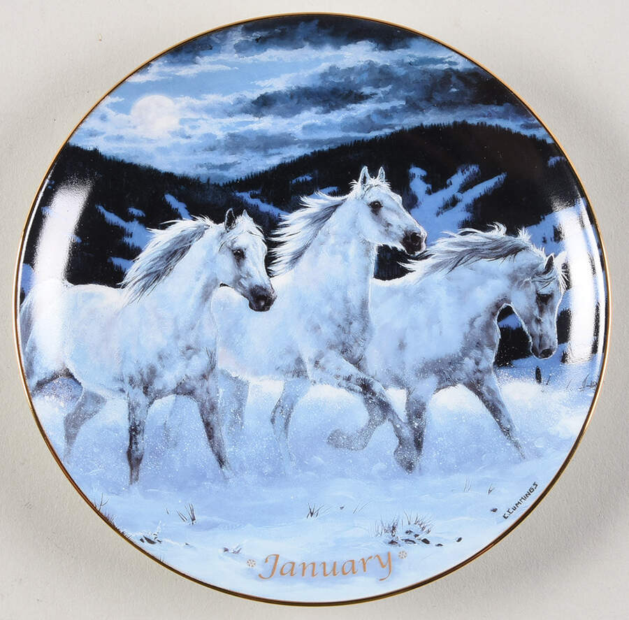 Horses for All Seasons Calendar Plates January - No Box by Danbury Mint-1