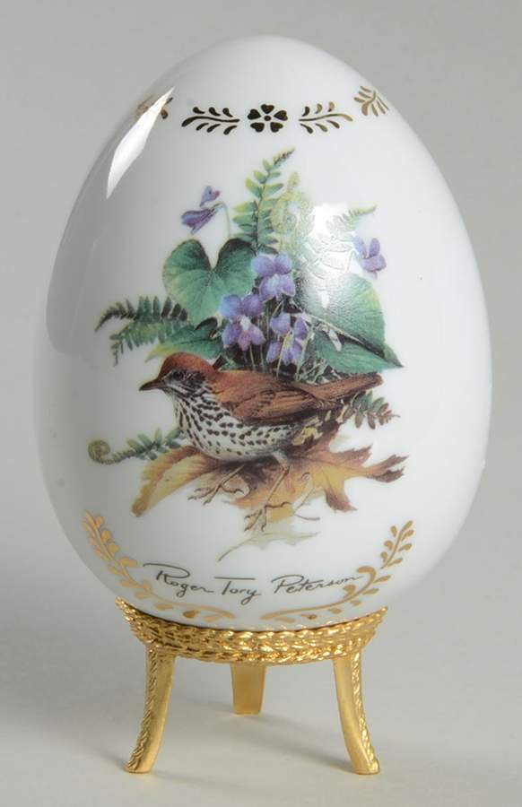 Songbirds Porcelain Egg Woodthrush - No Box by Danbury Mint-1