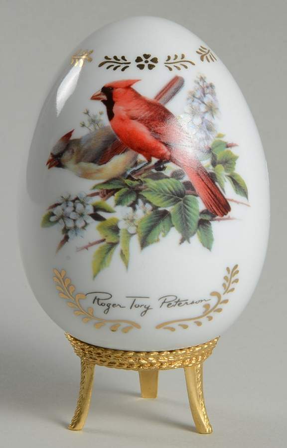 Songbirds Porcelain Egg Cardinal - Boxed by Danbury Mint-1