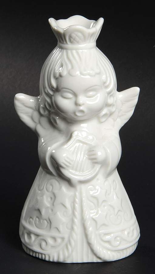 Angel Musician Candleholder Angel With Harp - No Box by Dresden (German)-1