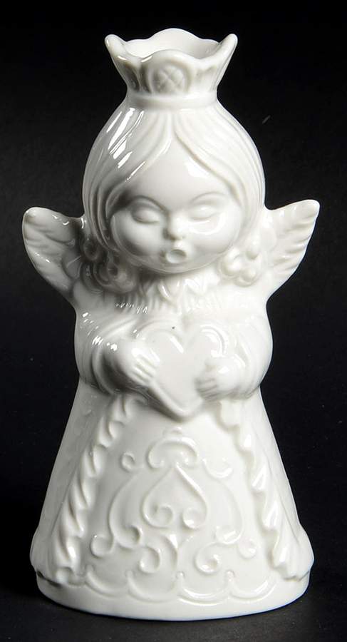 Angel Musician Candleholder Angel With Heart - No Box by Dresden (German)-1