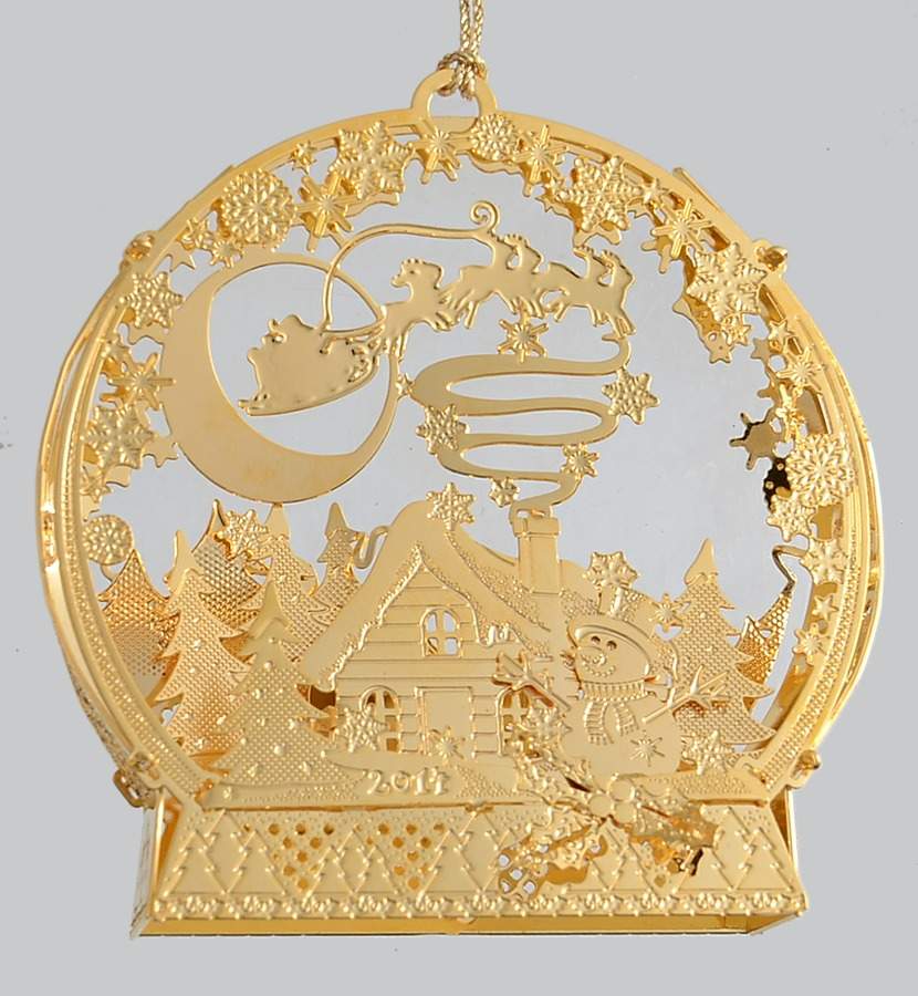 2014 Gold Christmas Ornament Collection Christmas Eve Snowglobe - No Box by Danbury Mint-1