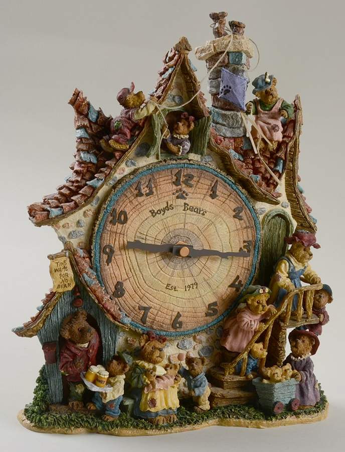 Boyds Bears Collector Clock Time Waits For No Bear - With Box by Danbury Mint-1