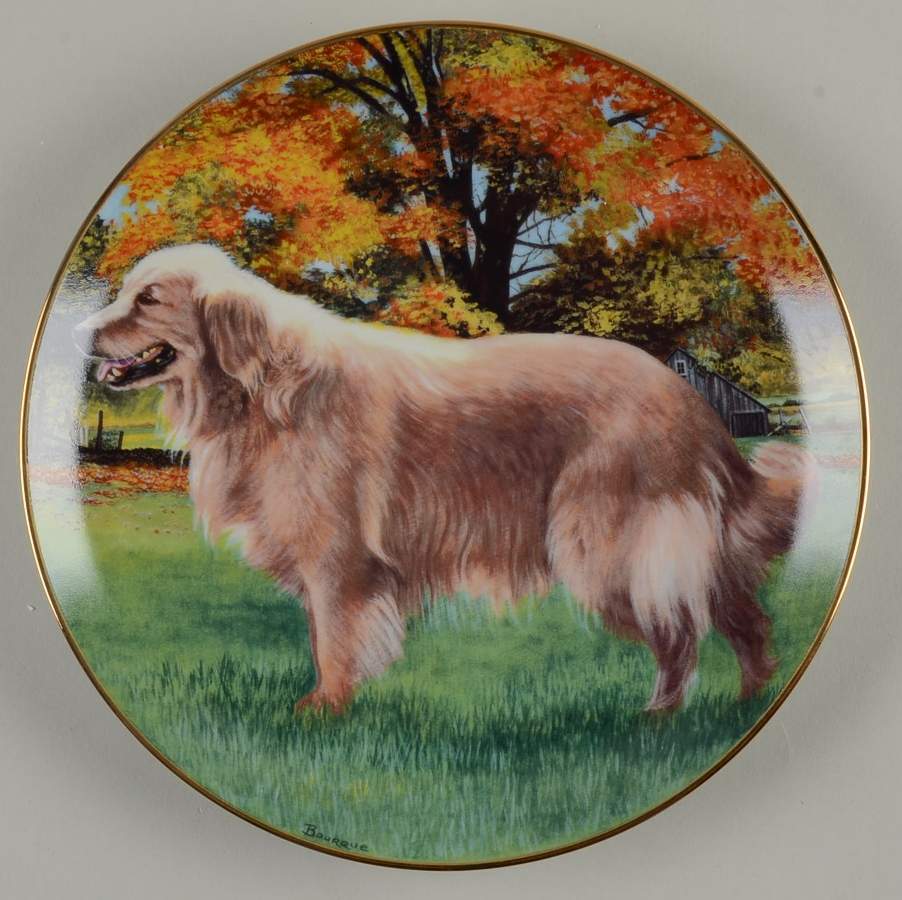 Golden Retrievers Autumn Portrait - No Box by Danbury Mint-1