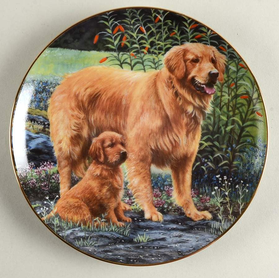 Golden Retrievers Goldens In The Garden - No Box by Danbury Mint-1
