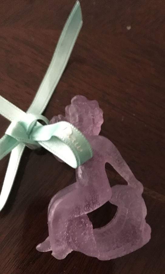 Angel Ornaments Cherub With Lyre-Purple - Boxed by Daum-1