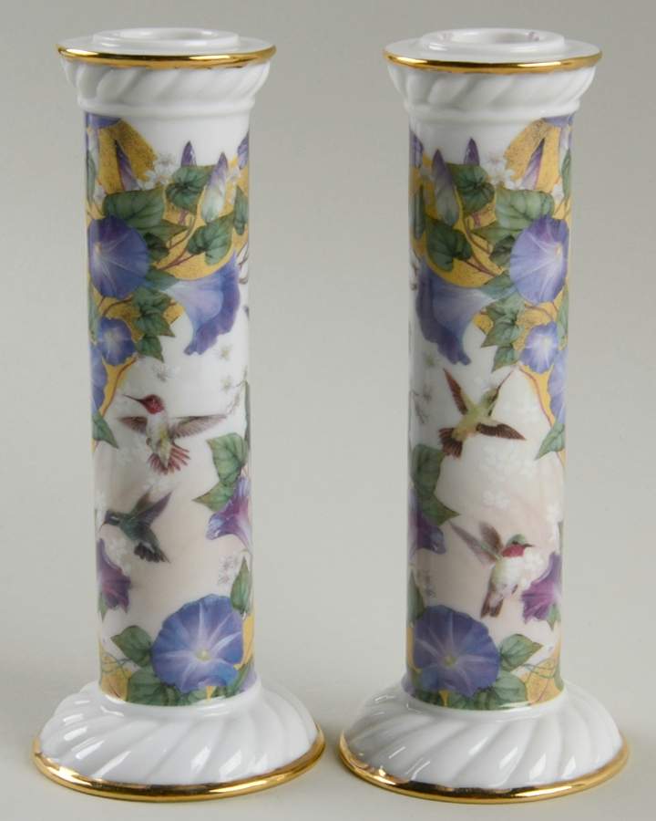 Lena Liu Giftware Morning Glory Candlesticks (Pair) - With Box by Danbury Mint-1