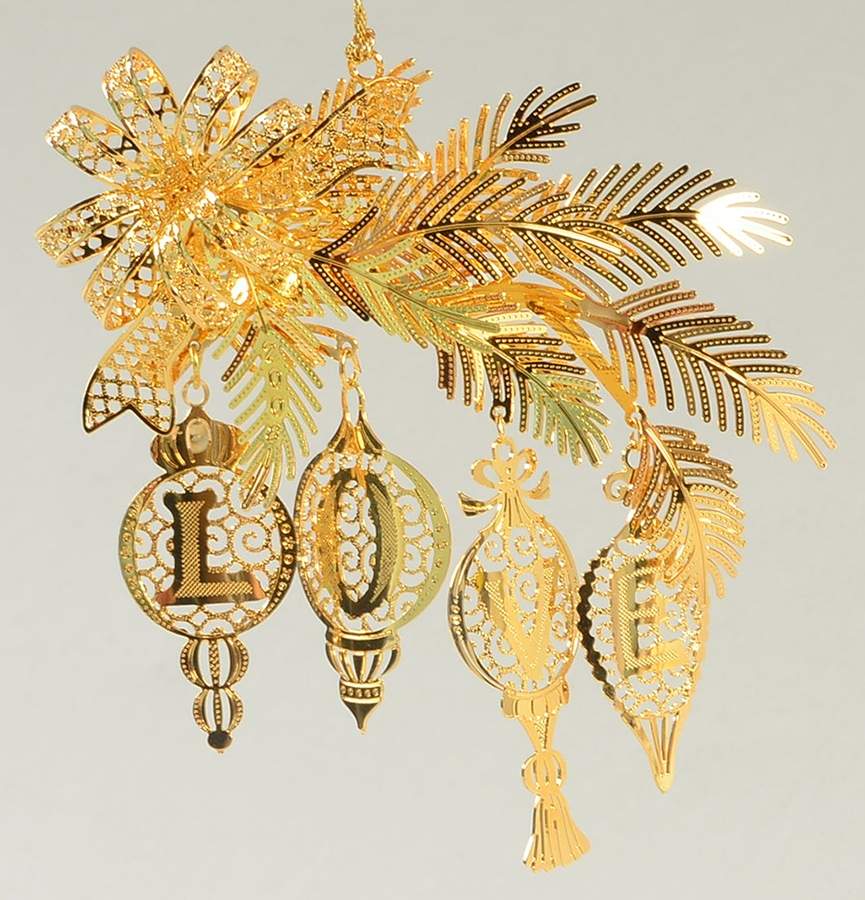2008 Gold Christmas Ornament Coll Season Of Love - Boxed by Danbury Mint-1