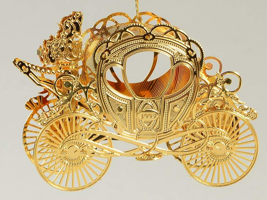 2008 Gold Christmas Ornament Coll Yuletide Carriage - No Box by Danbury Mint-1