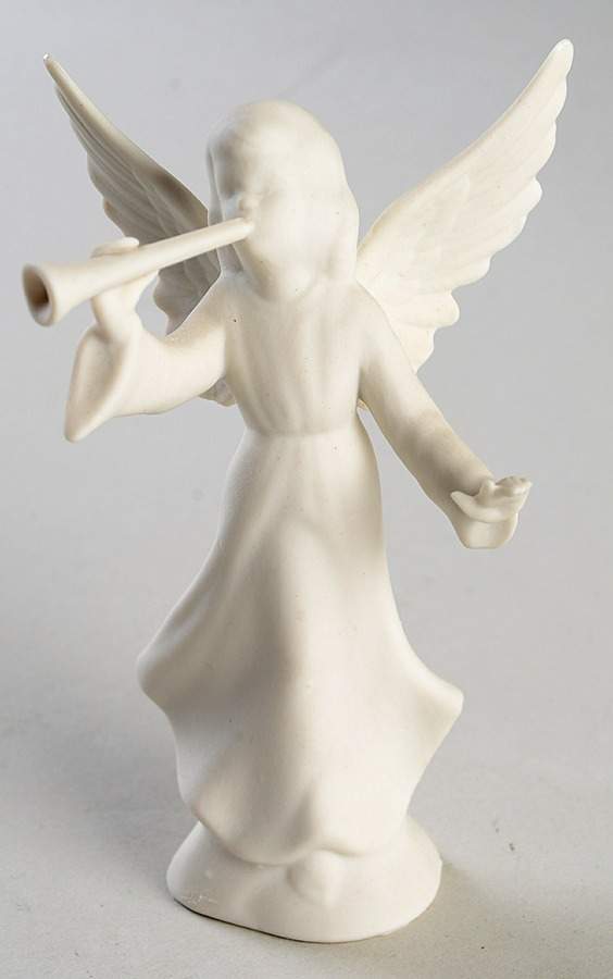 Angel Musicians Bisque Angel With Trumpet - No Box by Dresden (German)-1