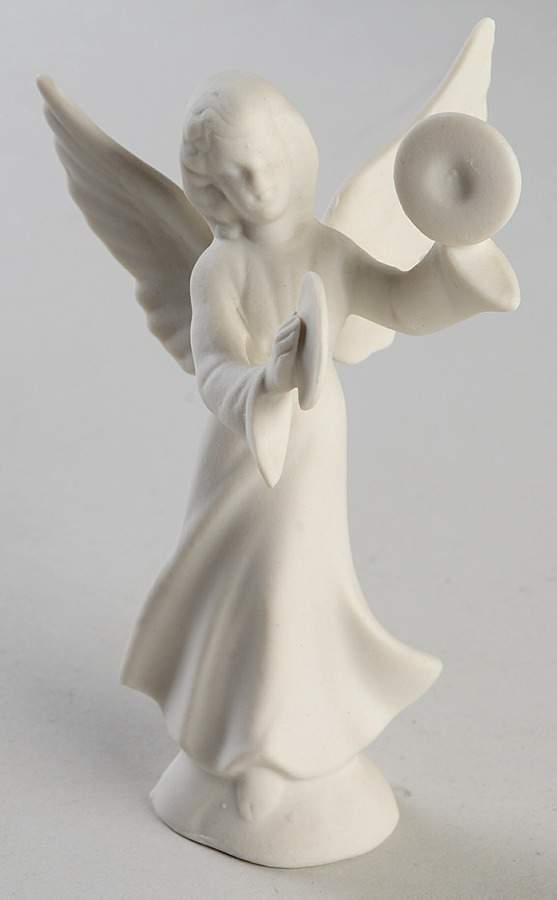 Angel Musicians Bisque Angel With Cymbals - No Box by Dresden (German)-1