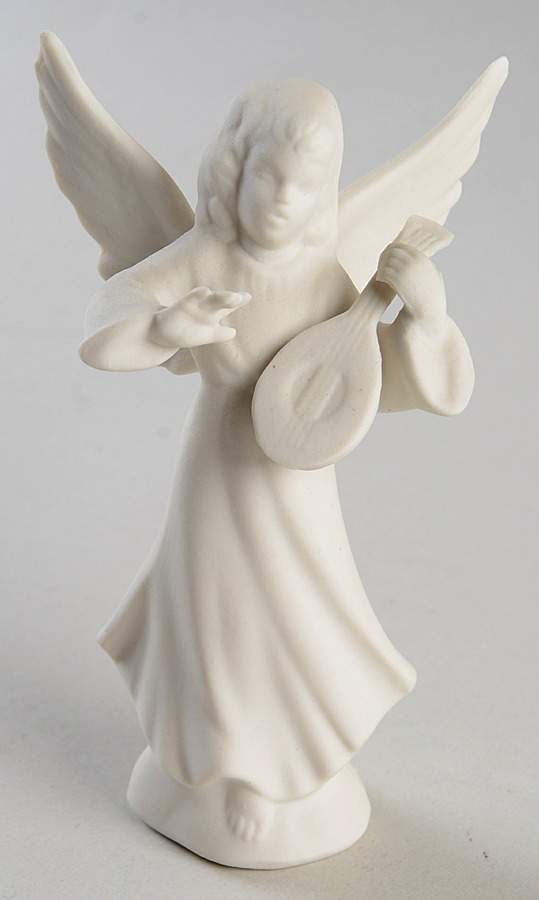 Angel Musicians Bisque Angel With Mandolin - No Box by Dresden (German)-1