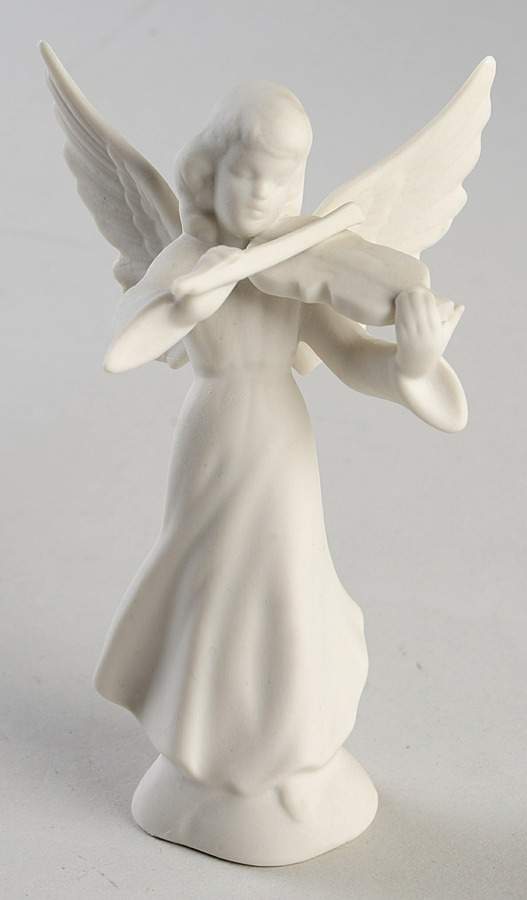 Angel Musicians Bisque Angel With Violin - No Box by Dresden (German)-1