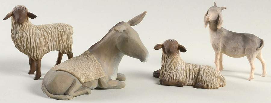 The Holy Family-Nativity Sheltering Animals - 4pc Set - Boxed by Demdaco-1