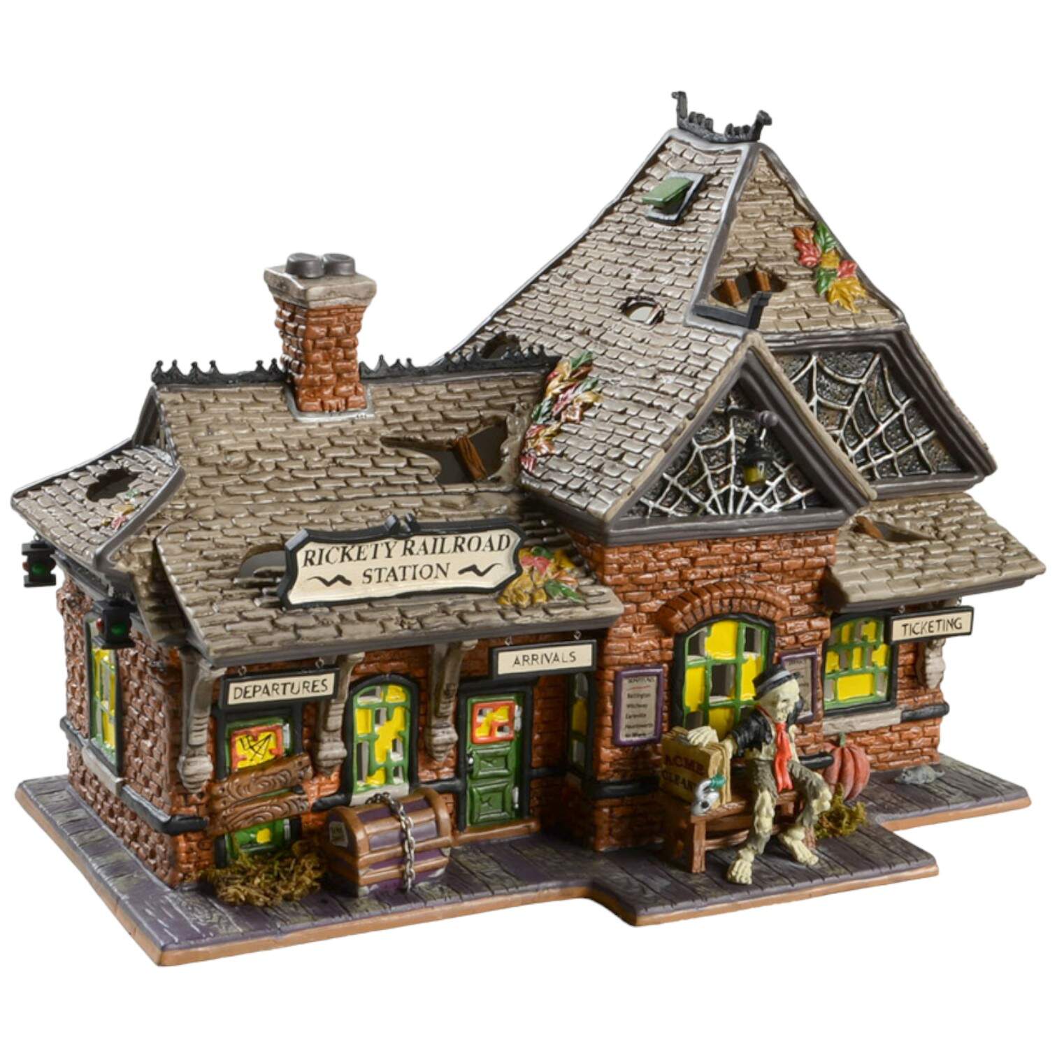 Haunted Rails - Snow Village Halloween Rickety Railroad Station - 10th Annivers - No Box by Department 56-1