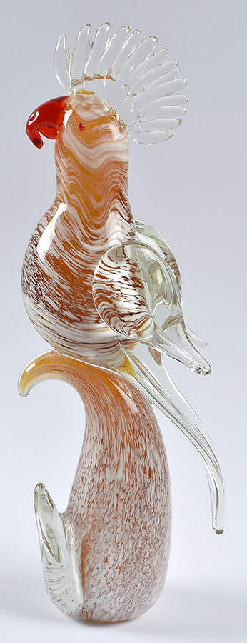Art Glass Figurines Cockatoo-White And Amber - No Box by Diamond Star Co-1