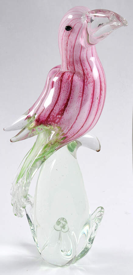 Art Glass Figurines Toucan-Pink And Green - No Box by Diamond Star Co-1