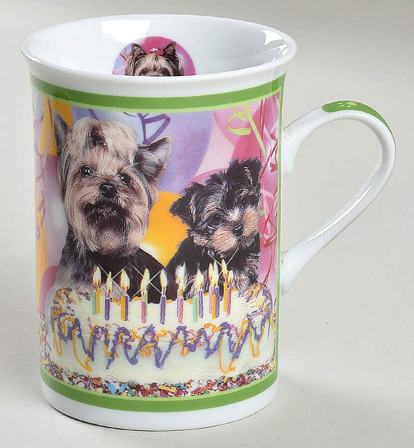 Elegant Yorkies Mug Party Time - No Box by Danbury Mint-1