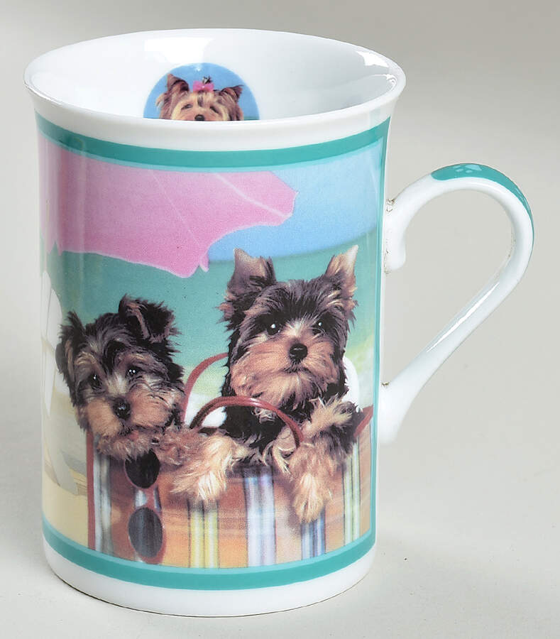 Elegant Yorkies Mug At The Beach - No Box by Danbury Mint-1